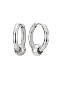Vintage Silver Small Hoop Ball Earrings