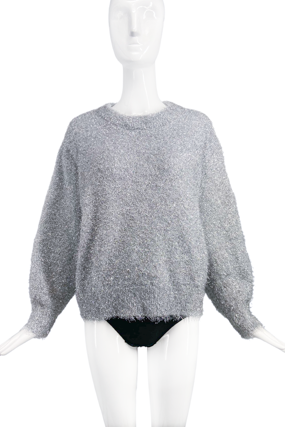 Vintage Silver Lurex Disco Techno Raver Sweater 'Balenciaga Style'