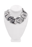 Vintage Silver Square Scaled Oversized Textured Large Necklace