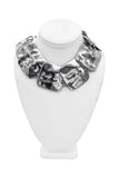 Vintage Silver Square Scaled Oversized Textured Large Necklace