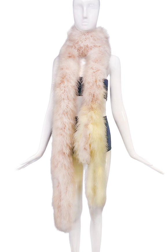 Sonia Rykiel Blush and Pale Lemon Plume Feather Stole