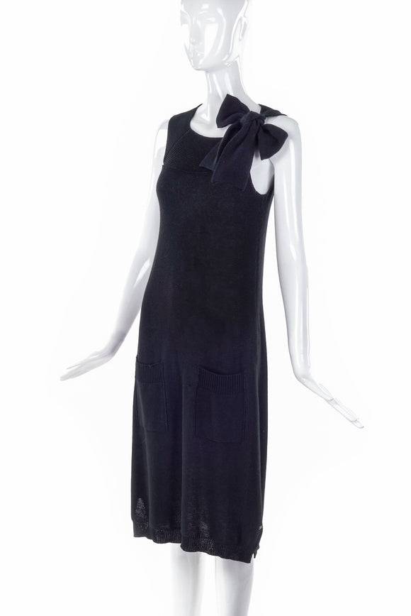 Sonia Rykiel Black Knit Dress with Bow Detail