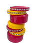 Sonia Rykiel Pink Yellow Resin Crystal Stack of 7 Bracelets