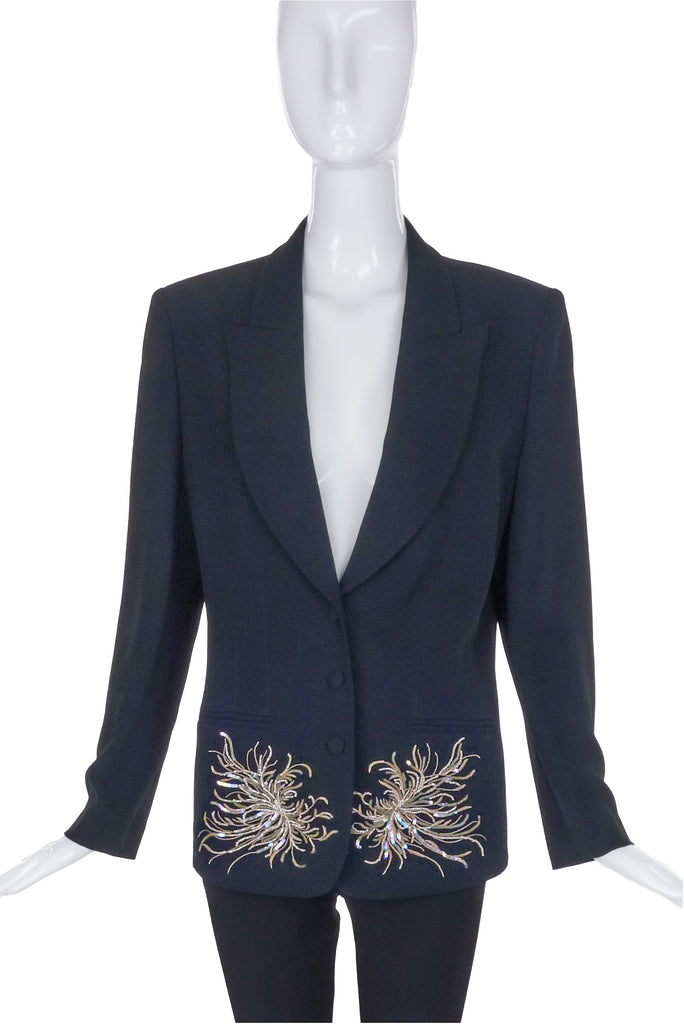 Sonia Rykiel Black Blazer with Sparkling Sequin and Bead Embellishment