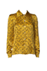 Sonia Rykiel Yellow Satin "Sonia Portrait" Cartoon Print Shirt Blouse