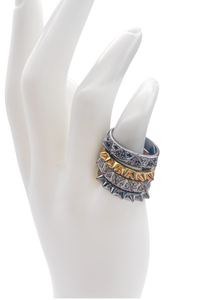 Noir Gold Silver Gunmetal Spike Rings Diamond Pavé