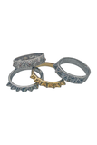 Noir Gold Silver Gunmetal Spike Rings Diamond Pavé