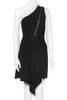 Stella McCartney Black One Shoulder Zipper Dress Asymmetric Hem