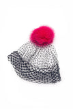 Stephen Jones for Marc Jacobs Fishnet Bucket Hat with Pink Pom Pom