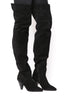 Office London Black Suede Thigh High Slouch Boots Size US 11