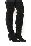 Office London Black Suede Thigh High Slouch Boots Size US 11