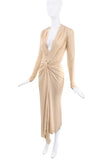 Tome Beige Draped Body-Con Knit Halston Style Gown