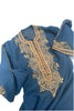 Vintage Blue Pearl Embellished Beaded Moroccan Tangier Kaftan Caftan