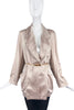 Calvin Klein Taupe Champagne Silk Vintage 80's Jacket Blouse Shirt
