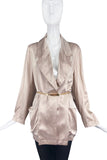 Calvin Klein Taupe Champagne Silk Vintage 80's Jacket Blouse Shirt