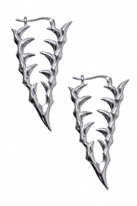 Vintage Silver Teeth Claw V Earrings