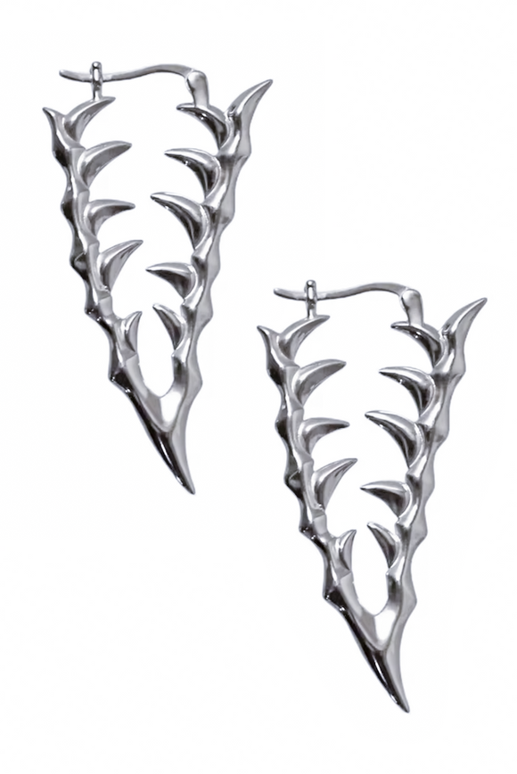 Vintage Silver Teeth Claw V Earrings