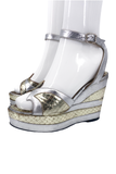 Terry de Havilland Gold Snake Silver Metallic "Marianne" Wedge Platforms Size 37