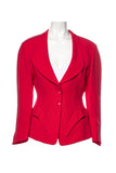 Thierry Mugler Red Fitted 3D Peplum Blazer