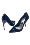 Tom Ford Black Suede Patent High Heel Pump Shoe Size 38.5
