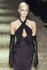 Gucci Black Silk Satin Bodycon Cut Out Open Back Corset Halter Dress FW2003