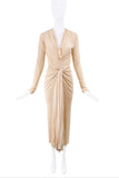 Tome Beige Draped Body-Con Knit Halston Style Gown