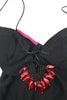 Emanuel Ungaro Black Chiffon Slip Dress Gown with Red Glass Beads
