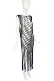 Vintage Black Fishnet Fringe Dress