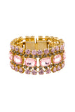 Valentino Gold Purple Pink Gemstone Pattern Link Bracelet