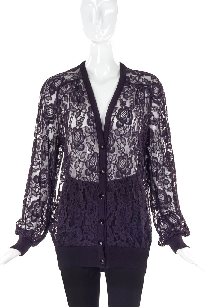 Valentino Aubergin Lace Cardigan