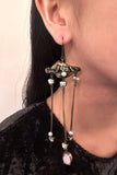 Valentino Bronze Crystal Pearl Pink Gem Stone Oversized Earring