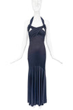 Valentino Black Dark Navy Criss Cross Silk Jersey Gown Runway 2004