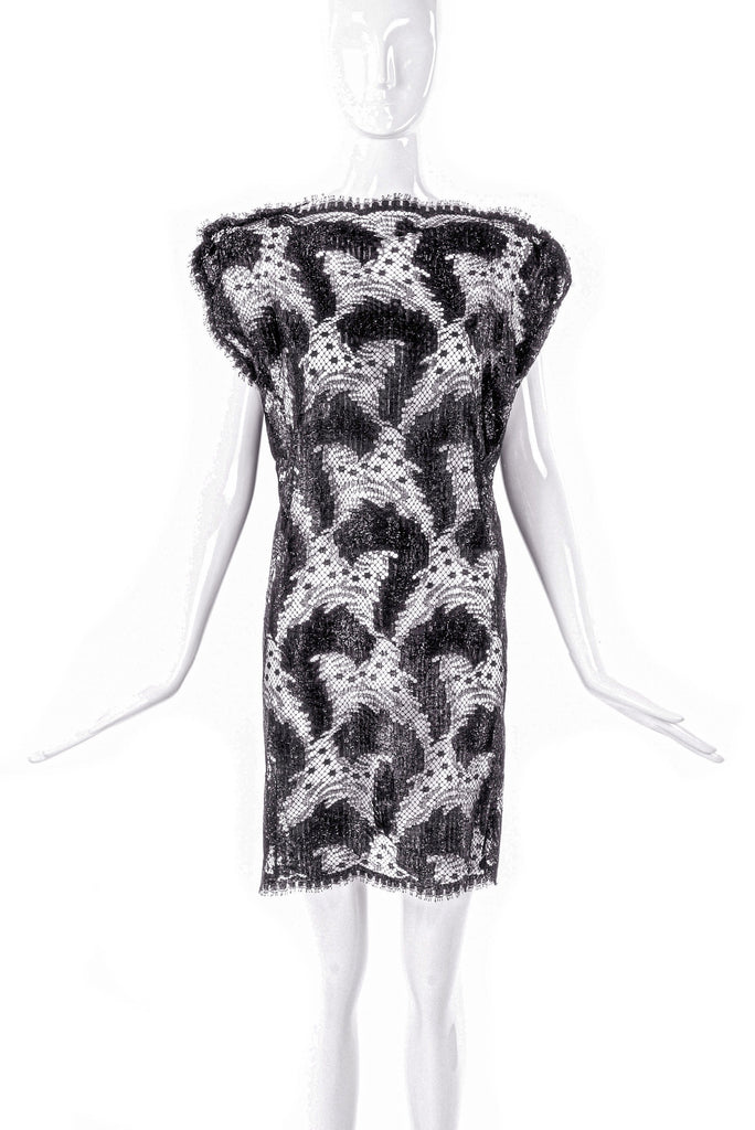 Valentino Vintage Black Sun, Moon & Stars Lace Mini Shift Dress