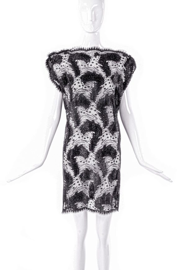 Valentino Vintage Black Sun, Moon & Stars Lace Mini Shift Dress