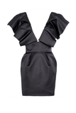 Alexandre Vauthier Black Ruffle Plunging Neckline Cocktail Dress