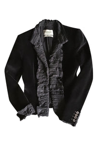 Yves Saint Laurent by Tom Ford Black Velvet Ruffle Blazer FW2001  - BOUTIQUE PURCHASE PRICE #