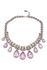 Vintage Place Vendome Paris Pink Topaz Crystal Brass Teardrop Necklace