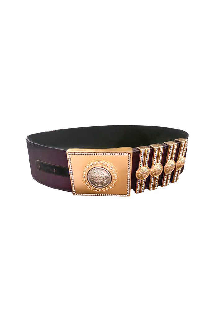 Versace Iconic 90's Massive Gold Medusa Buckle Corset Belt