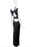 Versace Black Cut Out Gold Medusa Gown Dress