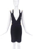 Versus Versace Black Criss Cross Straps Gold Medallion Dress