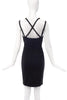 Versus Versace Black Criss Cross Straps Gold Medallion Dress