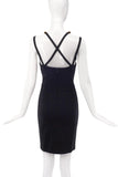 Versus Versace Black Criss Cross Straps Gold Medallion Dress