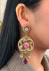 Versace Bronze Gold Pink Gemstone Medusa Chandelier 90's /2000's Earrings