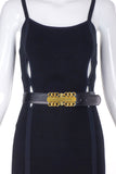 Gianni Versace Black Belt with Ornate Gold Buckle