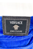 Versace Jeans Couture Blue Velvet with Gold Lurex Pinstripe Pants