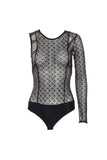 Versus Versace Black Lace One-Sleeve Bodysuit