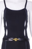 Versace Gold Medusa Head Black Patent Leather Hip Belt