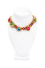 Versace Gold Chain Pave Ruby Red Peridot Green Turquoise Blue Gem Stone Necklace