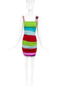 Versace Multicolor Colorblock Ruche Mini Dress with Floral Straps SS2003