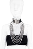Gianni Versace Black Leather with Silver and Crystal "DV" Initial Biker Choker Necklace